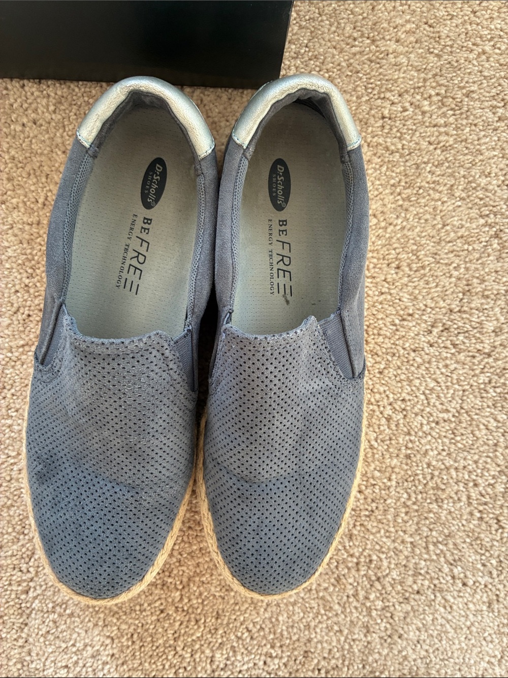 Dr. Scholl's woman’s Slip-On Perforated Espadrilles - denim blue with jute trim